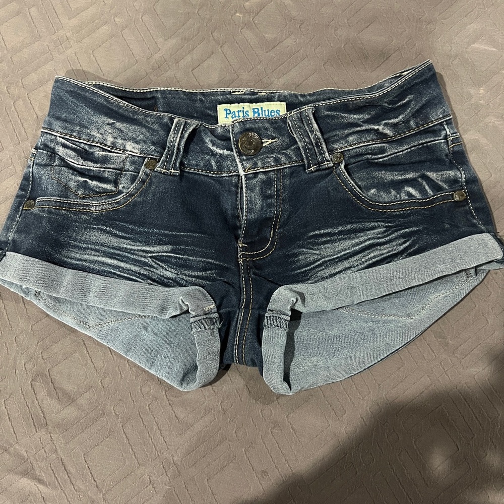 Paris blue denim stretch shorts size 1.